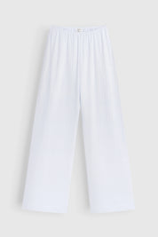 Ribbed wide pants white