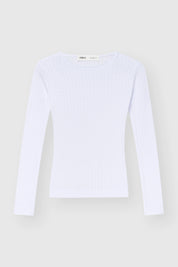 Ribbed knitted suit wide pants + longsleeves white