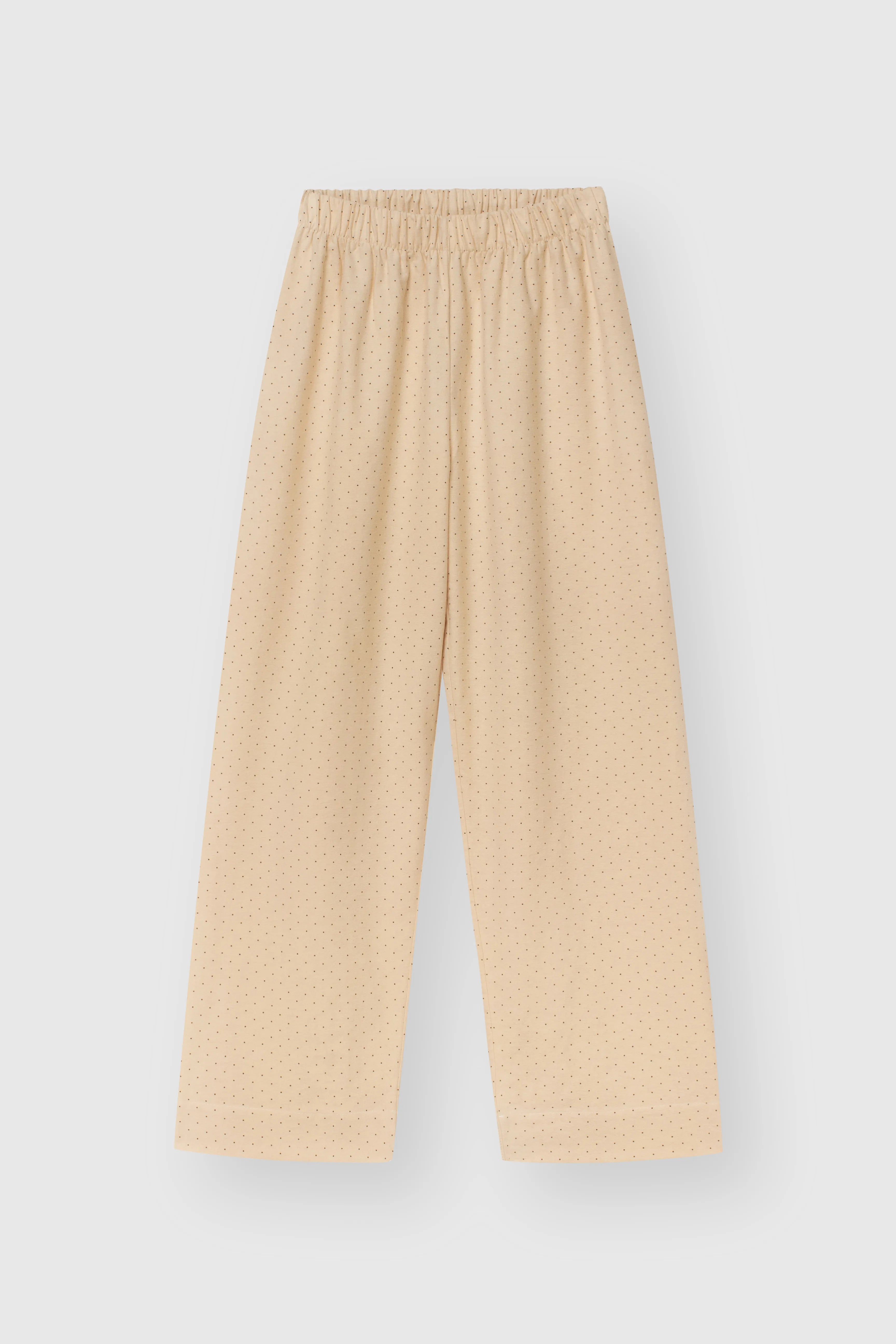 Flannel pajama set milky with small dots