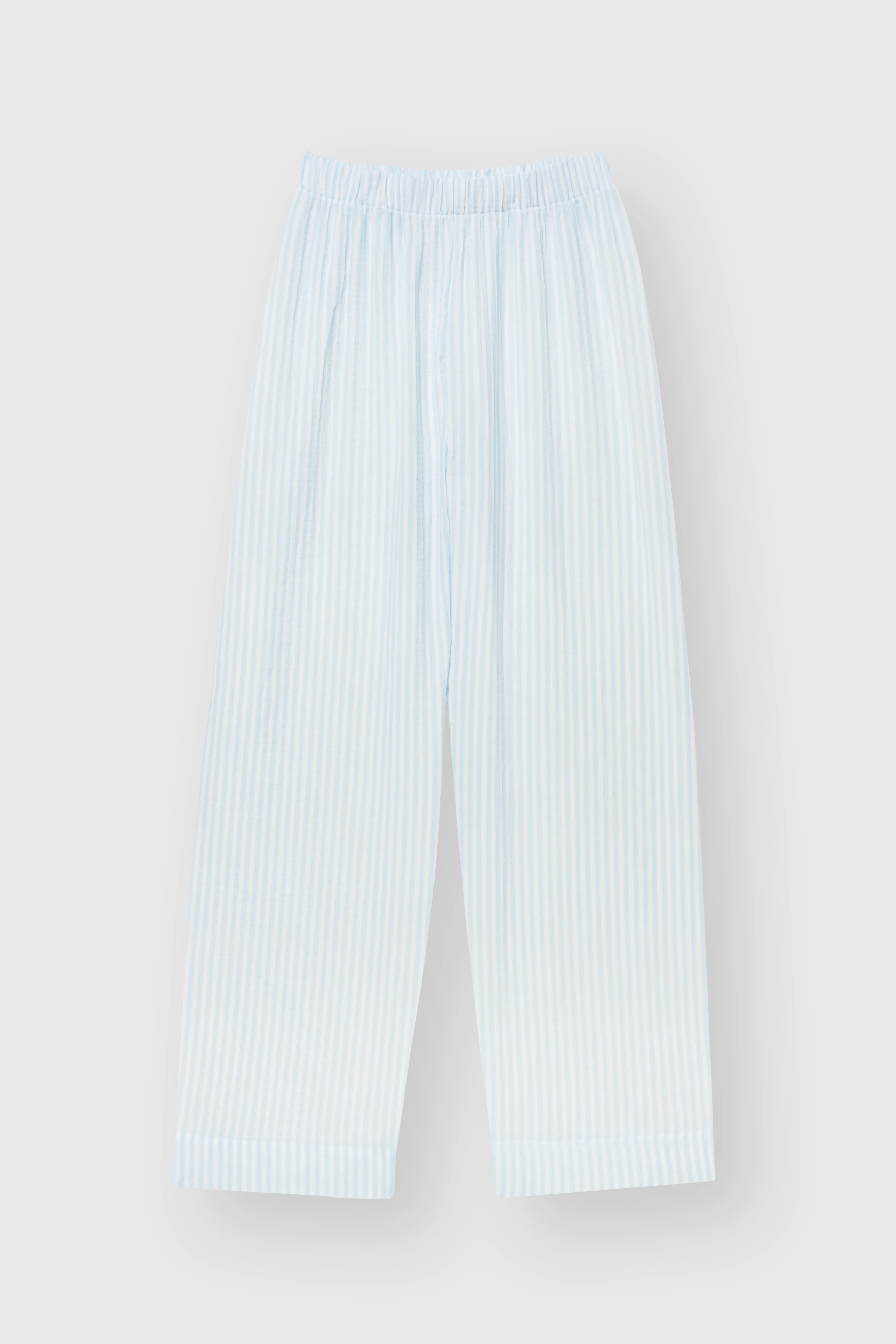 Blue striped muslin shirt and pants suit