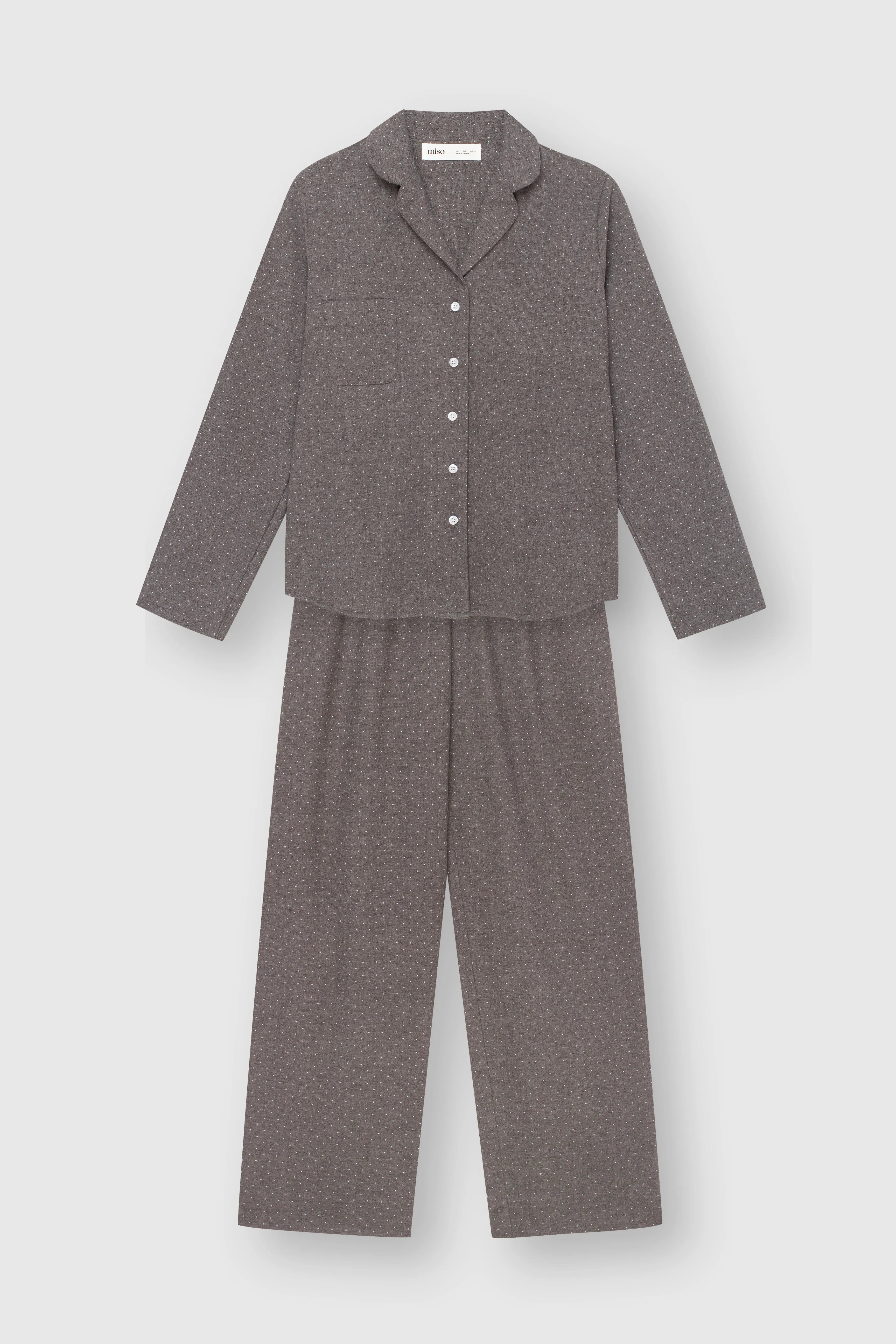 Flannel pajamas gray with small dots
