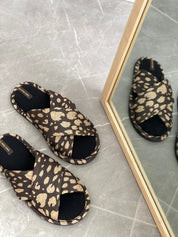 Women's slippers HS-VL cross animal black