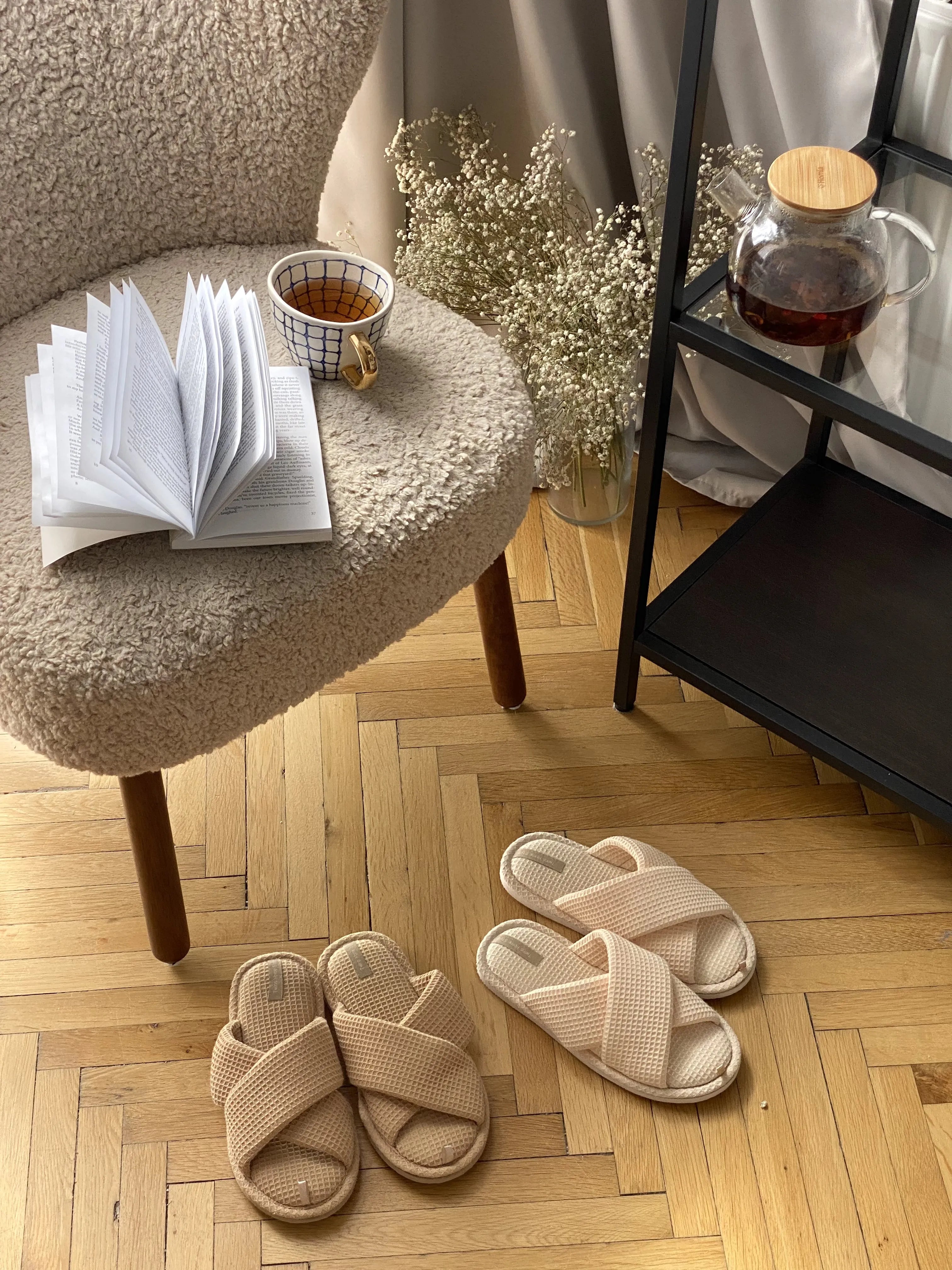 Women's slippers HS-VL waffle cappuccino