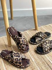 Women's slippers HS-VL cross animal black